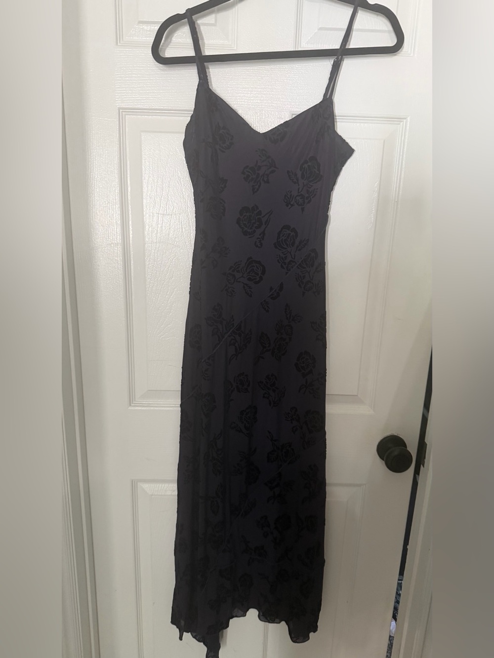 Trixxi Black Floral Maxi Slip Dress with Spaghetti Straps